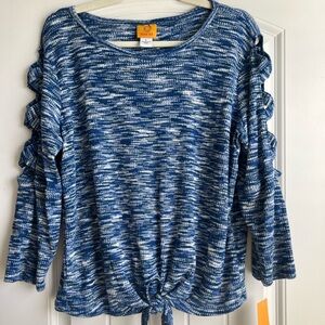 Ruby Rd. Women's Blue and White Knit Blouse